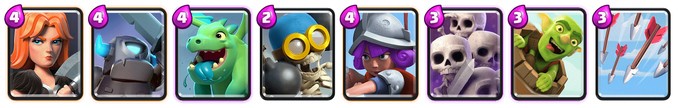 Arena 4 Clash Royale - Mazo de Valquiria, Bombardero y Bebé dragón